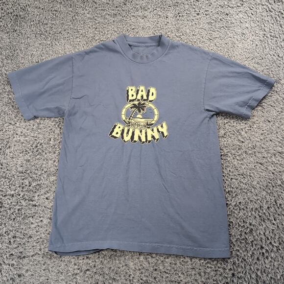 Bad Bunny Shirt Adult Small Blue World Hottest Tour Stadiums 2022 Rap Music Tee - Picture 1 of 6